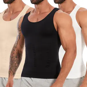 1-2 Pack Compression Vest Men Elastic Waist Trainer Tummy Control Base Layer Undershirts Compression top Shapewear Body Shaper for Men