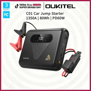 【OUKITEL】Portable Car Jump Starter for Winter Use, 1350A Car Battery Jump Starter, 12V Car Battery Jump Starter, 27500mAh Power Bank with LED Light and 60W Fast Charging