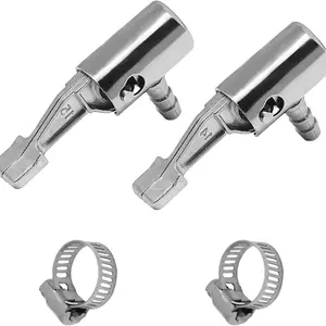 2-Pack 1/4" Lock on All Metal Air Chuck, Portable Mini Air Compressor Tire Inflator, Replacement Air Nozzle, Hose End with Barb Connector