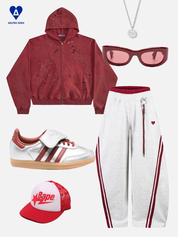 Aelfric Eden Wide-Leg Sweatpants Baggy Straight Side Stripe Everyday Street Pants Sporty Y2K Style