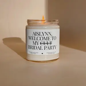 Custom bridesmaid candle Welcome to my cult Bridesmaid Gift Bridesmaid Box bridesmaid proposal Bridal Party Gifts
