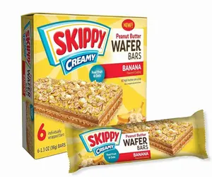 SKIPPY Creamy Peanut Butter Wafer Bars, Banana Flavor with Real Fruit & Oats, 6 Individually Wrapped Bars (7.8 oz Box)