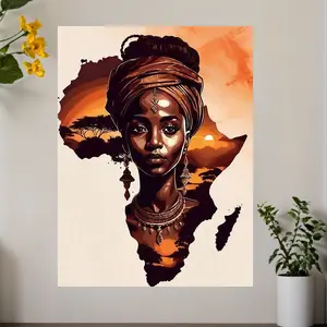 1pc Frameless Modern African Tribal Women Canvas Artwork Print, Modern Art Design, modern home decor, for wall decoration in living room, bedroom, office, dining room, bar, perfect gift and decoration