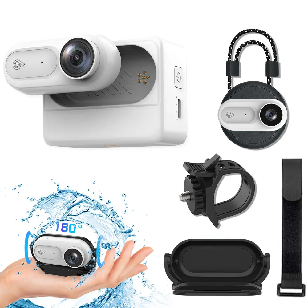 Mini Body Camera 1080P, 64GB Wearable Body Camera with 180°Rotatable Clip & Magnetic Lanyard, 2500mAh Charging Case, IPX7 Waterproof Small Body Camera for Pets, Swimming, Traveling, Working