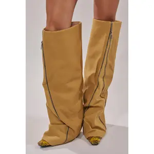 AKIRA GOLD RASHAWN KHAKI AND SNAKE BOOT