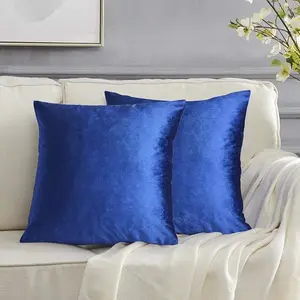 Decorative Throw Pillow Covers 16x16, Set of 2 Royal Blue Square Couch Pillow Covers,Vel...