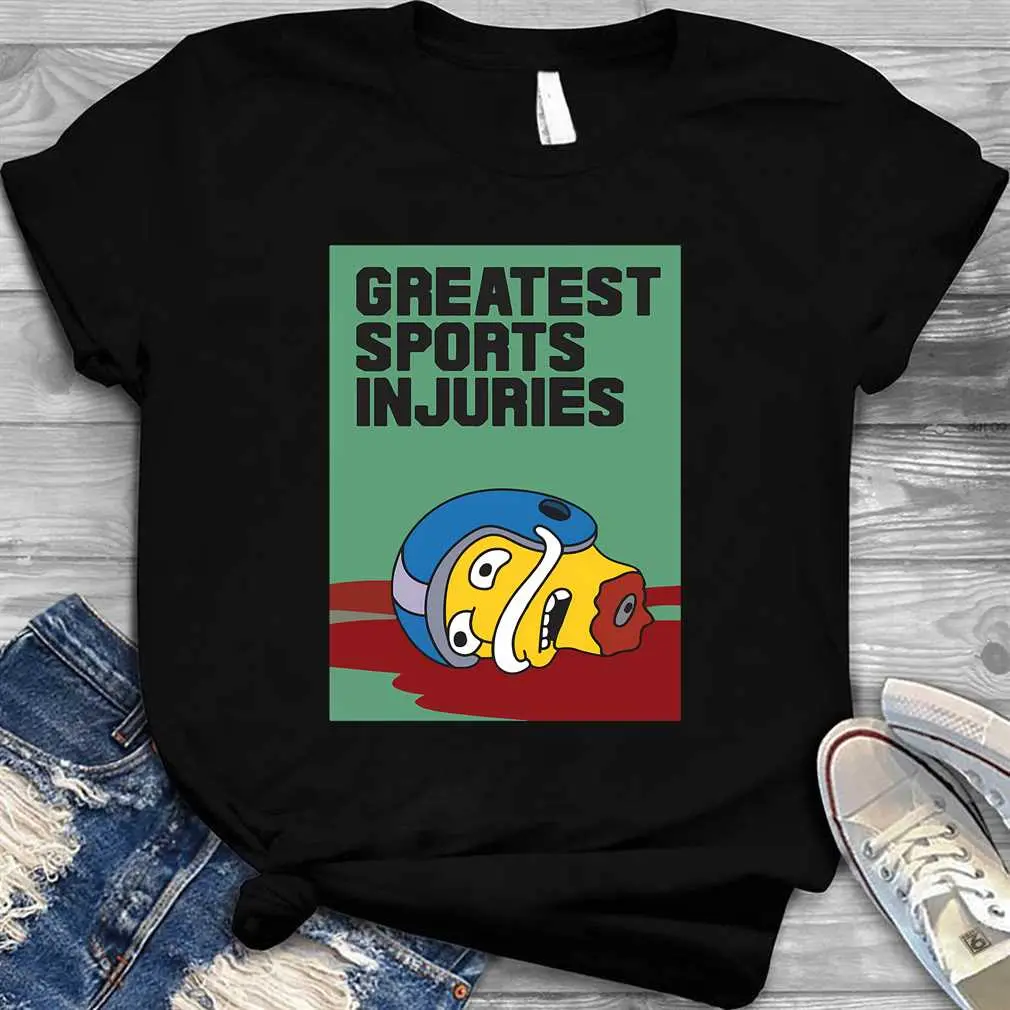 Greatest Sports Injuries Funny The Simpsons Inspired Magazine From 90'S Cartoons T-Shirt