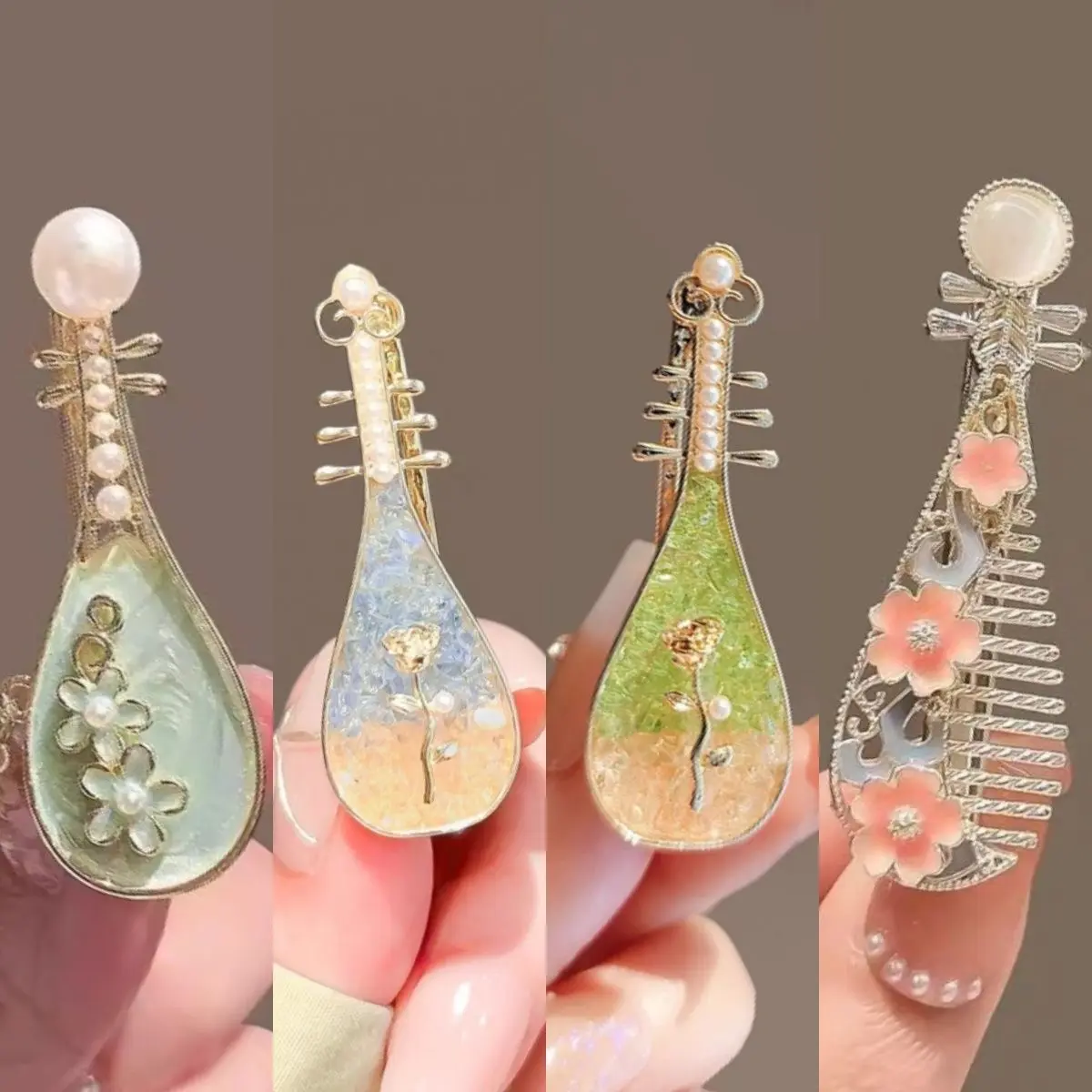 Chinese Style Rose Pipa Hair Clip, Premium Unique Side Hair Barrette, Retro Ancient Style Hairpin, Vintage Hair Accessory for Women