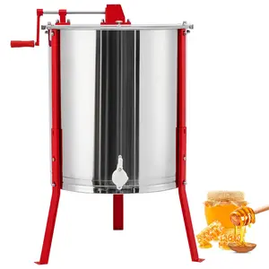 2/4 frame honey extractor stainless steel, manual honey rotary extractor with adjustable height bracket and transparent cover, beekeeping extraction honeycomb centrifuge equipment
