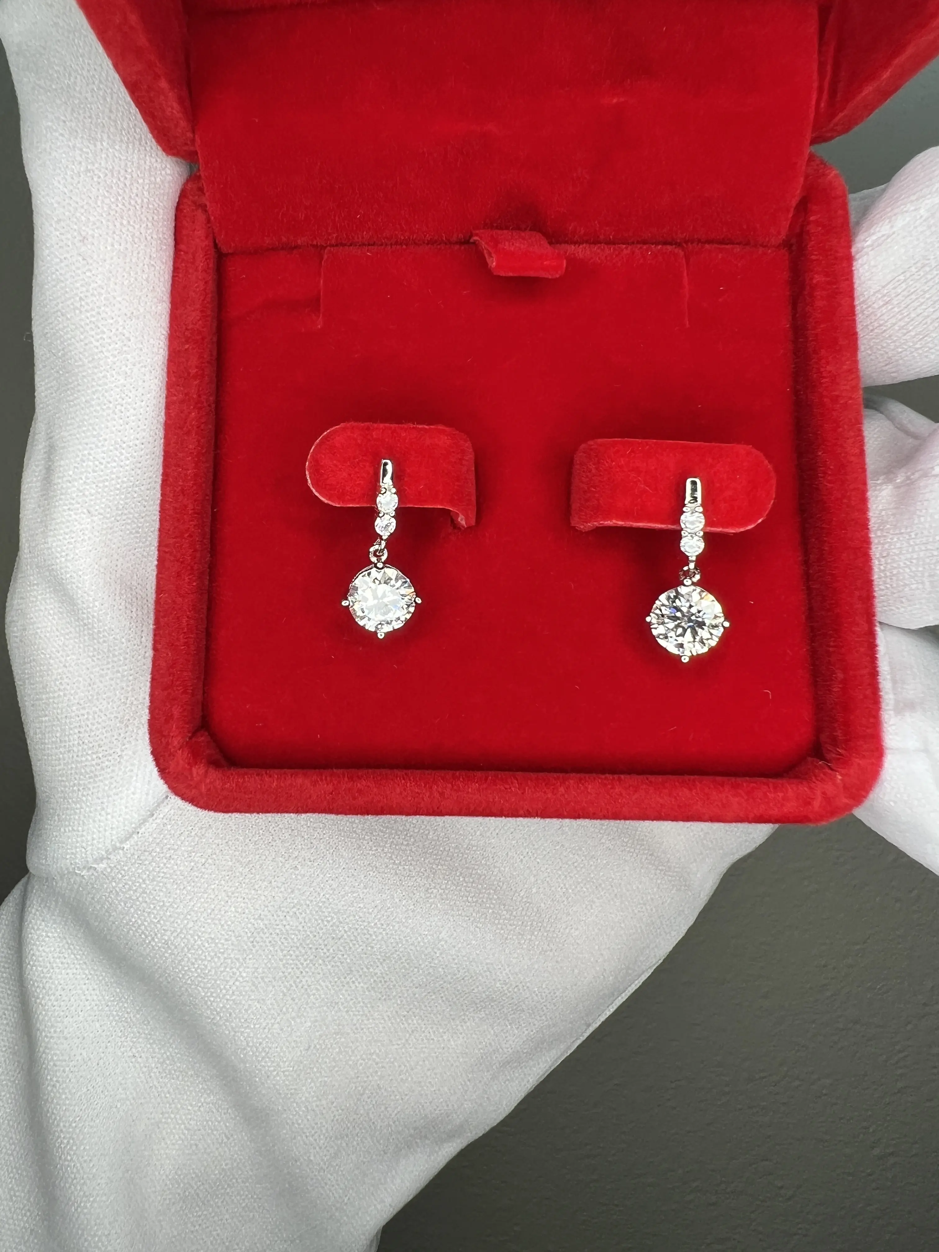 1.0ct Authentic Moissanite Diamond Drop Earrings: D Color VVS1 Sterling Silver, Diamond Tester Approved