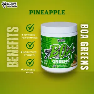 BOA Greens Powder - Organic Superfood Supplement with Fruits and Veggie Blend, Antioxidant, Mushroom Blends - Supports Digestive Health, Gluten Free Non-GMO Vegan (Pineapple - 180g)
