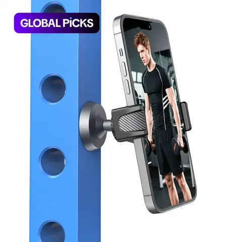 360-Degree Rotation Magnetic Metal Mount Phone Holder, Rotating Magnetic, Universal Gym Phone Holder with Durable Magnet Base, Compatible with All Cellphones #GLOBAL PICKS