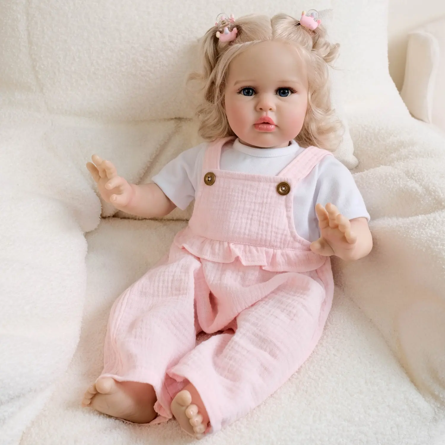 24inch Realistic Reborn Baby Dolls Girl Cloth Body Soft Vinyl Real Look Baby Doll with Rooted Hair Lifelike Newborn Doll Toy Gift for Kids