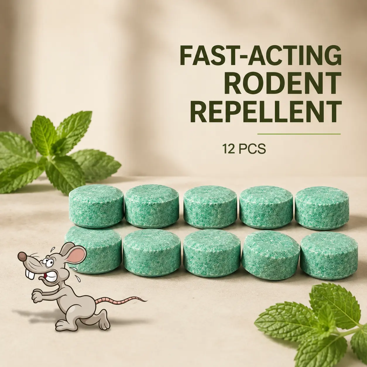 12-Pack Peppermint Rodent Repellent Balls Set, Chemical-Free Non-Toxic Pet-Friendly Home Pest Control Supplies, Bug Deterrent for Indoor-Garage Use (Keep Out of Reach of Children)