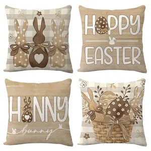 4pcs Easter Bunny Decorative Pillow Covers, Novel and Exquisite Holiday Creativity, Home Decoration, Gifts for Family and Friends (Insert Not Included)