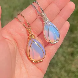 Crystal Wrapped Opalite Necklace