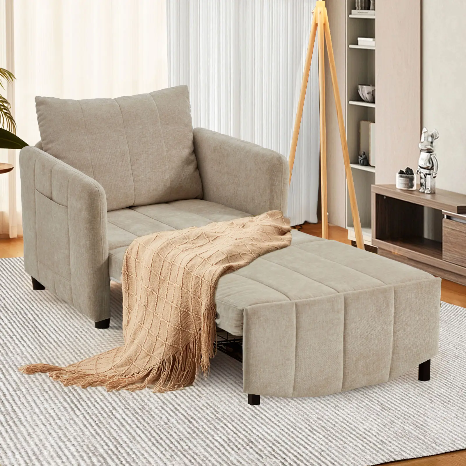 Sleeper Sofa bed with storage 84" Extra Long Convertible Chair Bed 4-in-1 PullOut Chair Sofa Bed for Adult Sleeping Chair for Livingroom & Small Spac