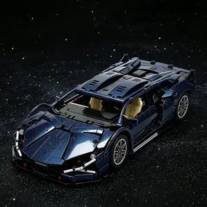 1285pcs Starry Blue Fashion Super Car Building Blocks Toy, 1:14 Scale Model Collection, High Difficulty Assembly Set, Home Decor, Perfect Gift