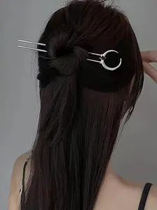 Styling Moon Design Hair Pin, Minimalist Elegant Rhinestone Hair Pin, Metal Alloy Moon Hair Accessories for Women, Moon Hair Clip Up Half Down