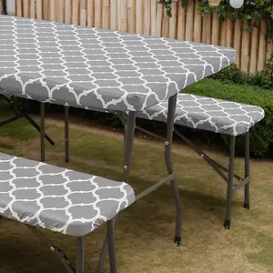 Moroccan Table Cover Set, Vinyl Waterproof Oil Resistant, Easy to Wipe, Ideal for Outdoor Events, Parties, Weddings, Camping