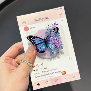 Watercolor Butterfly Floral Magnetic Phone Grip, Aesthetic Colorful Flowers Magsafe Kickstand, Trendy Retro Garden Soft Girl Gift