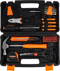 57 Piece  Set, Portable Small  Kit, General Household Hand Kit with Plastic Toolbox Storage Case for Home Maintenance Multi-Function Electrician Tool Automotive Electrical Terminal Separator Multifunctional Ratchet Socket Wrench removal coffee table
