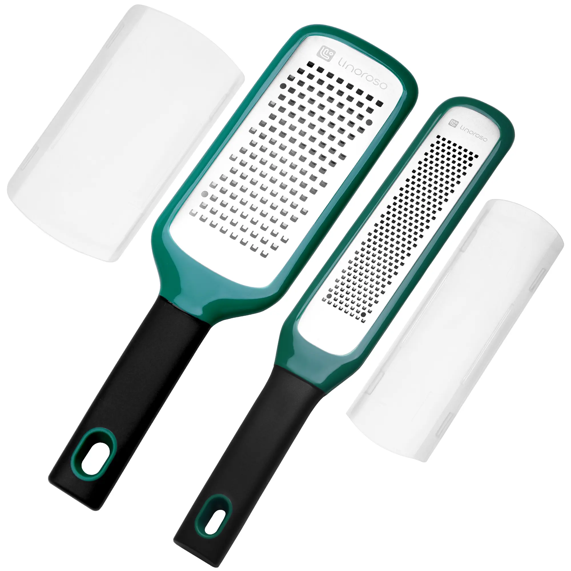 Linoroso 2-Piece Cheese Grater & Lemon Zester Set, Stainless Steel Kitchen Graters with Handle, Professional Handheld Grater for Parmesan, Ginger, Garlic, Nutmeg, Vegetables Gift