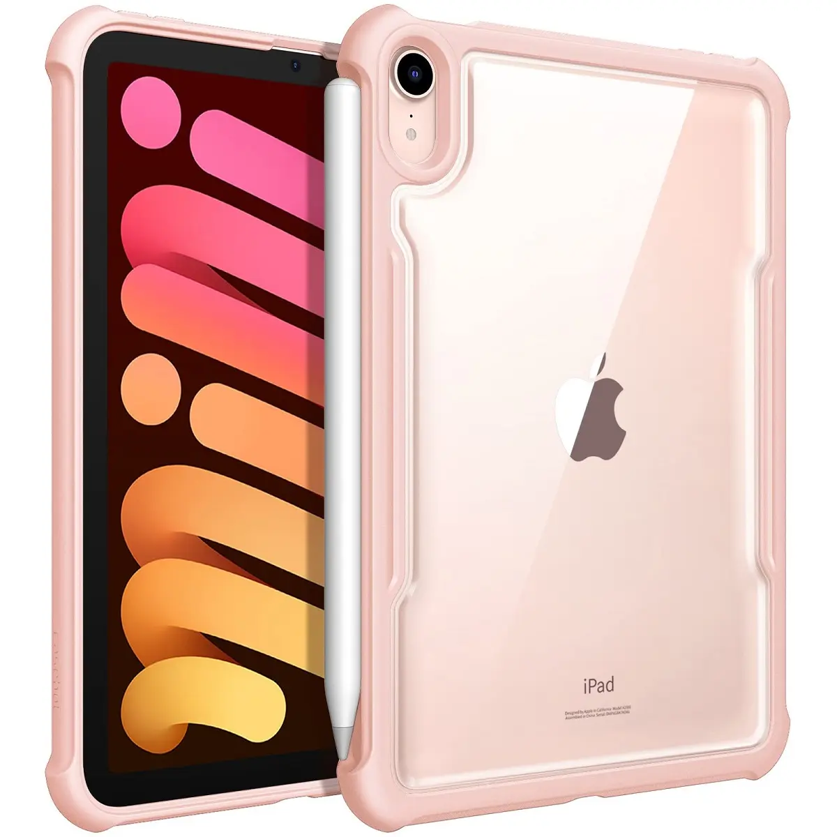 Fintie Hybrid Back Cover for iPad Mini 7 (A17 Pro 2024)/ iPad Mini 6th Gen 8.3", Clear Back with Shockproof TPU Bumper, iPad Mini Case, Girly iPad