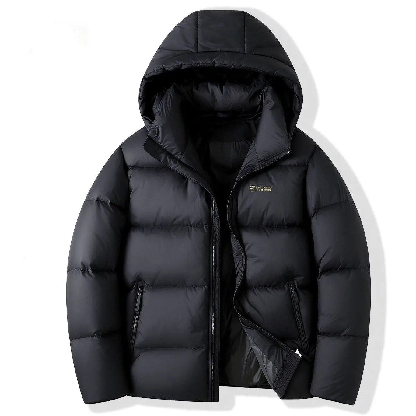 Men's hooded down jacket with a bread-shaped design, thick and warm winter casual outerwear