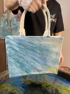 Handmade Marble Pattern Canvas Tote Bag (Stylish Shopping Bag)
