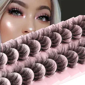 10 Pairs 3D Faux Mink Lashes Fluffy Soft Wispy Volume Makeup Natural long E-girls False Eye Lashes Reusable lashes Cosmetic False Lashes