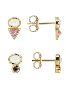 Women's Elegant Rhinestone Decor Geometric Design Stud Earrings, Exquisite Trendy Stud Earrings, Chic Gorgeous Jewelry As Birthday Gift for Girlfriend