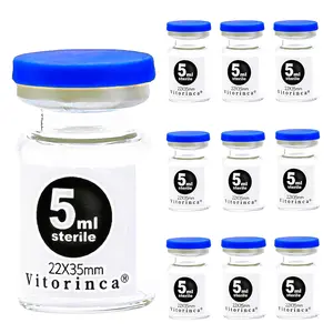 5ml Sterile Glass Vials, 10 Packs-5ml Sterile Empty Vial with Self-Healing Injection Port and Flip Top Cap, Sterile Package, for use in sterile preparations and Laboratory Study