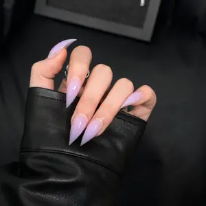 Handmade Ombre Shimmery Cat Claws Nails, Short Length Dragon Claw Wearable Nails, European and American Style Nail Art, Glossy Acrylic Nails