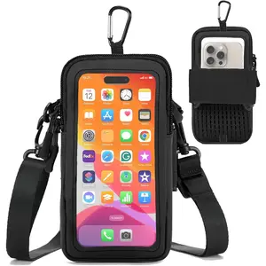 Phone Holder for Running, Walking, and Workout - Adjustable Arm Band Armband for  and Cell Phones - Clear Crossbody Phone Pouch Purse with Strap for Women Men