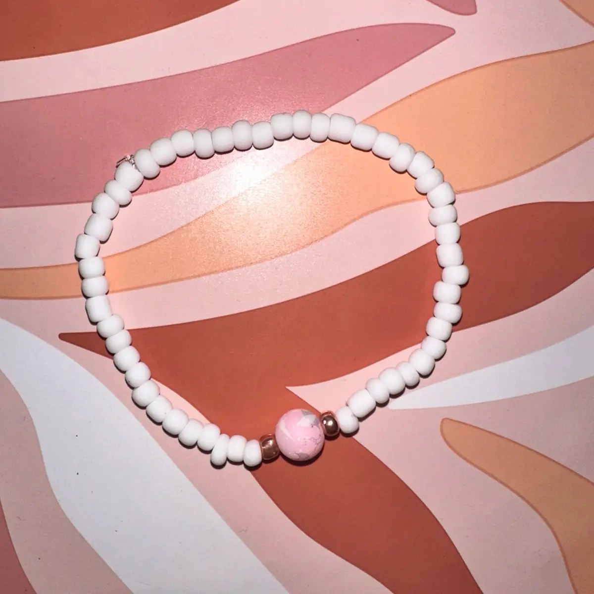 White and pink marble bracelet