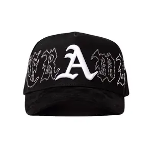 RHINESTONES erAwr FASHION HAT SNAPBACK 5 Panel Profile Premium Cotton Crown Adjustable Fit Snapback with Embroidered Logos