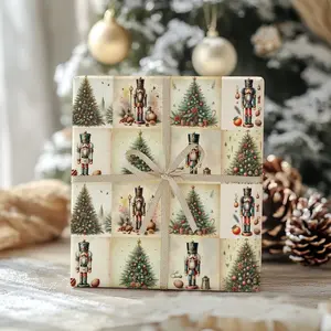 Vintage Christmas Wrapping Paper, Nutcrackers & Christmas Trees, Holiday Gift Wrap, Festive Christmas Paper, Retro Style Wrapping Paper