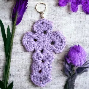 Prayer Cross Crochet Key Chain