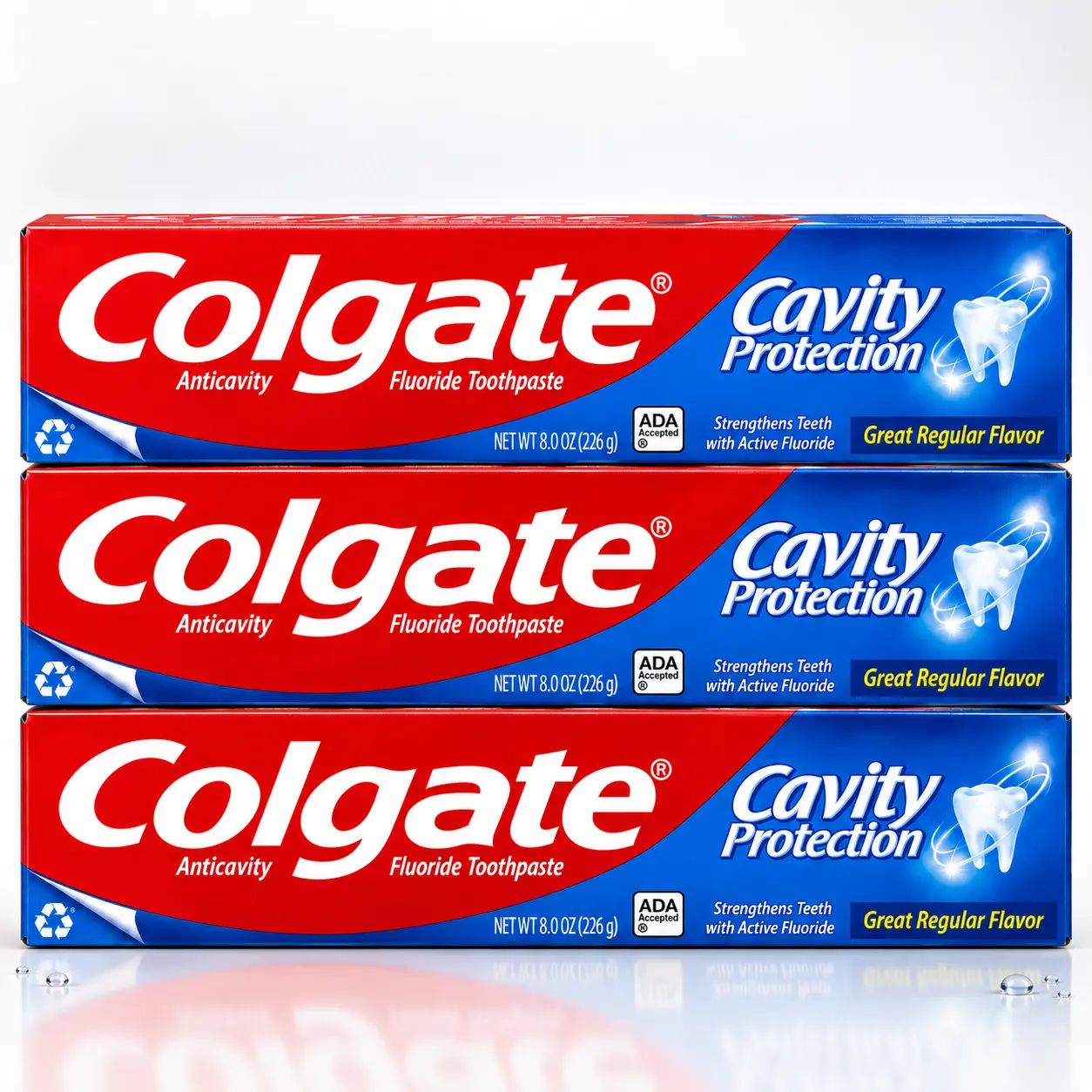 Colgate Cavity Protection Fluoride Toothpaste Value Bundle (8 oz), Great Regular Flavor - ADA Accepted, Enamel-Strengthening, Daily Oral Care, Teeth Whitening