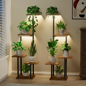 Stand Indoor with Grow Light - 2 Pack Metal  Shelf for Indoor  Multiple, 5 Tiered Corner  Stand Shelves,  Rack Display Flower Holder for Living Room Patio Balcony Decor