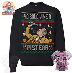 Vicente Christmas Sweatshirt with "YO SOLO VINE A PISTEAR" Design Long Sleeves Casual Classic Style Lightweight Cotton Polyester Unisex Fit for Winter Party