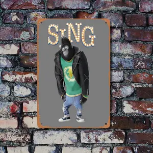 Retro Johnny from Sing Movie Poster, 30.48x20.32 cm Metal Tin Sign, Vintage Wall Art, Home Bar for Man Cave Decor, Iron Craft, Artist Drawing Set
