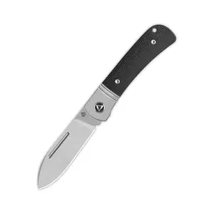 QSP Hedgehog Slip Joint Pocket Knife, 2.92" Sandvik 14C28N Spear Point Blade, Black Micarta Handle, Bronze Washers, Non-Locking Traditional EDC Knife, 6.70" Overall Length