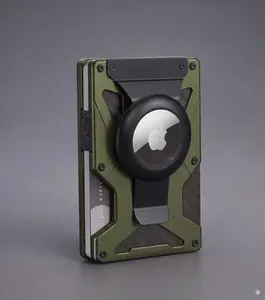 Slim Card Holder Wallet with Money Clip - Green