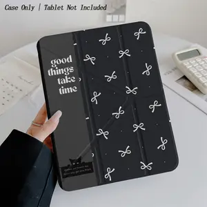 Minimalist Bow Design Protective Case - Featuring an Adjustable Stand, Built-in Pen Slot, and Foldable, Non-slip "Y-Fold" TPU Construction. Compatible with Samsung, iPad mini, iPad Air, iPad Pro, iPad (10th & 11th Gen), and other iPad series.