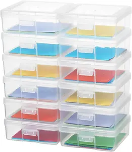 Stackable Plastic Clear Storage Box Containers with Latching Lid - Art Craft Supply Organizer Storage Containers for Pencil Box, Lego, Crayon, Beads, Jewelry (12 Pack Small -Clear)