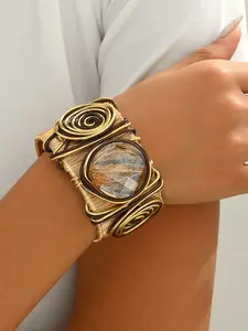 Unique Luxury European Style Women's Bracelet, Individualistic Thread Design, Gemstone Inlay, Versatile Jewelry Accessory