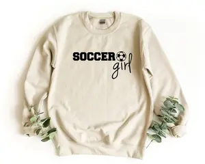 Soccer Girl Sweatshirt, Soccer Ball Sweater, Girls Pullover, Soccer Gift For Girl, Soccer Lover Girl Gift, Sports Crewneck, Soccer Gift