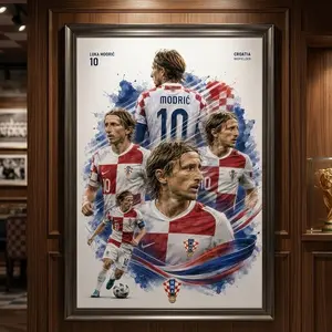 Modric Poster, Luka Modric Printable Poster 10, Home Decor, Poster Unframed/Framed/Black aluminum framed